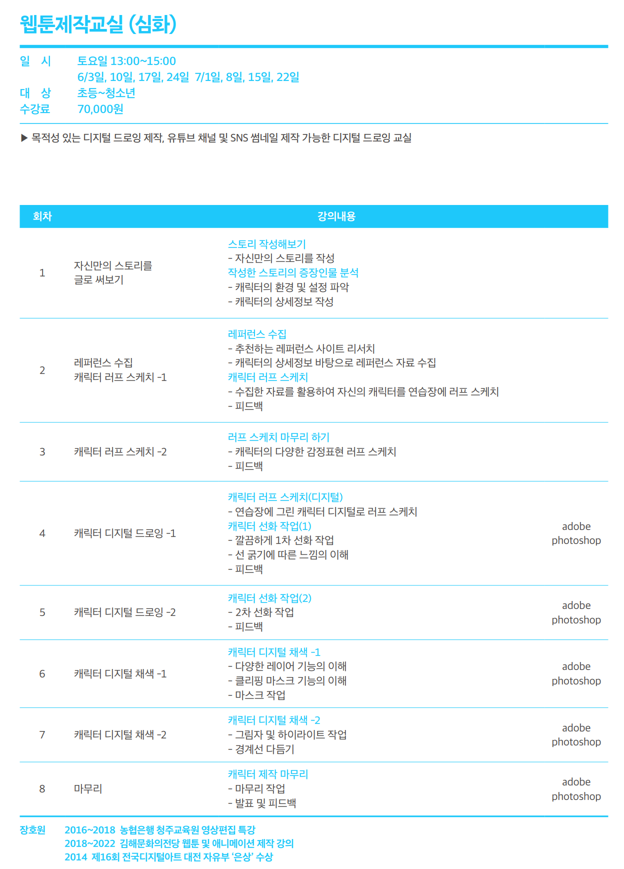 [폐강] 드로잉부터 웹툰제작까지 '웹툰제작교실 심화'