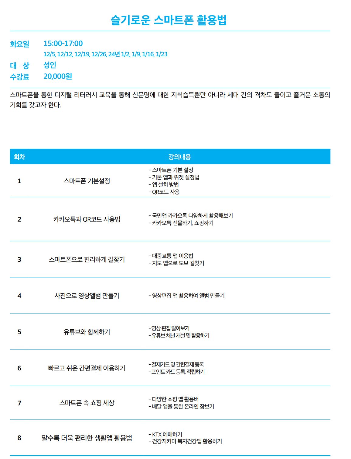 슬기로운 스마트폰 활용법 <보여줄게 나의 스마트하게 달라진 모습을> ~ 더 이상 자녀에게 묻지 않아도 된다!~